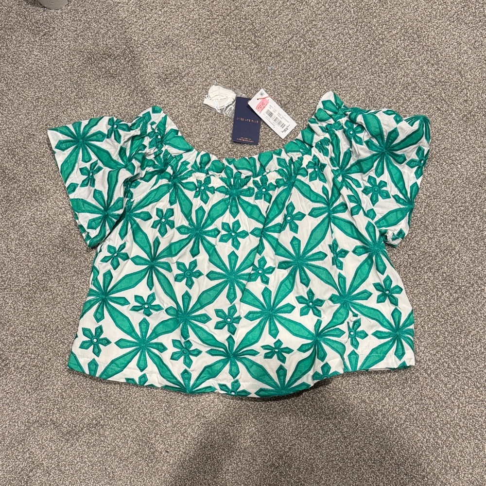 Skies Are Blue off the shoulder fully lined blouse